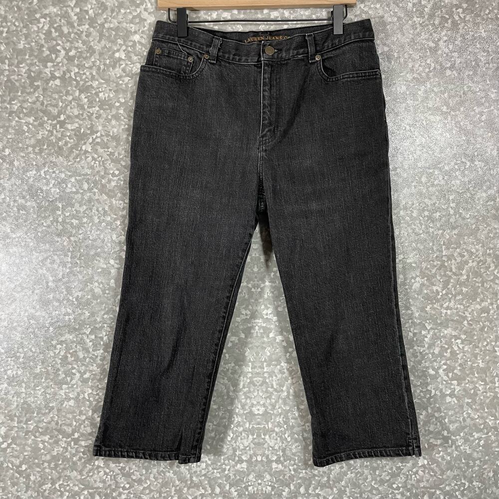 Ralph Lauren Lauren Jeans Co Women's Black Crop Jeans - Size 10 - Mid Rise Waist